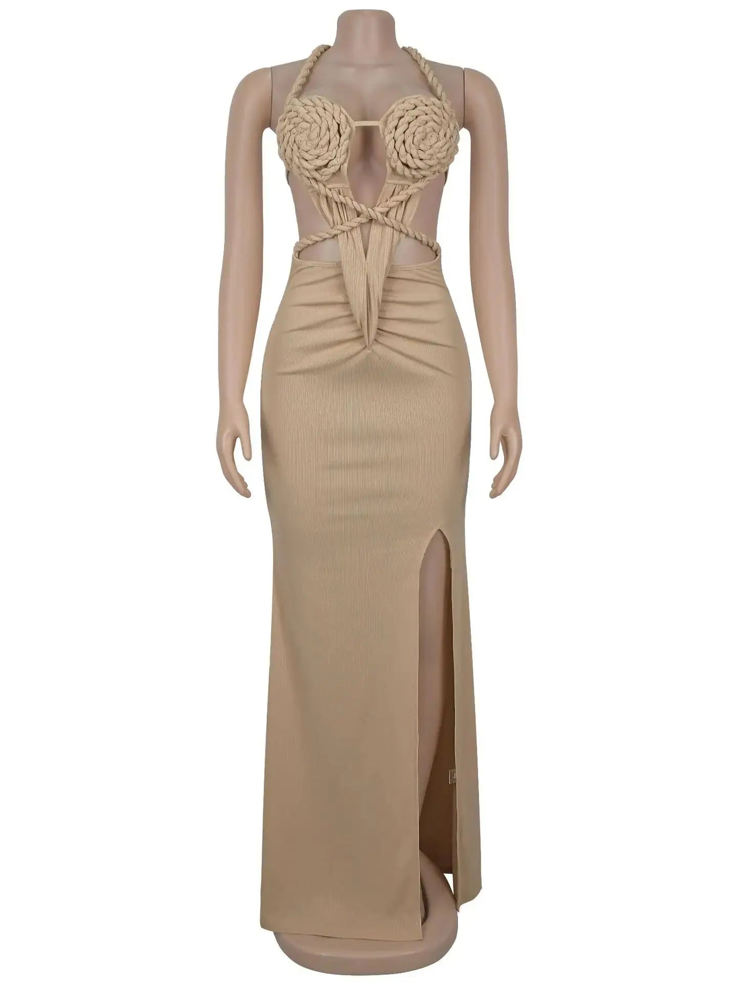 Women Summer Peach Buttocks Backless Sleeveless Split Hollow Midnight Maxi Bodycon Dress