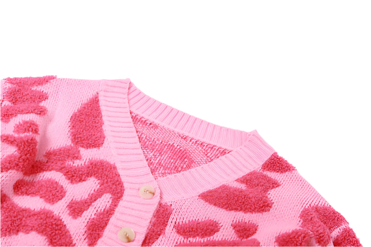 Women Bare Midriff Sweet Knitted Crop Cardigan  Girls Fleece Patchwork Warm Button Sweater