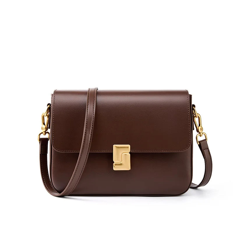 Genuine Leather Women Crossbody Bag Luxury Design Small Square Bag Cowhide Women's Bag