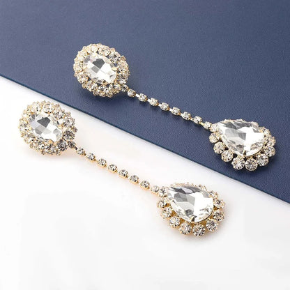 Luxurious Shiny Rhinestone Long Oval Earrings for Women