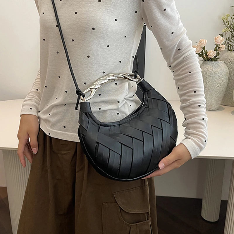 Woven Bird's Nest Bag Brand Creative Design Dumpling Shape Comfortable Fabric Commuter Shoulder Messenger Bag