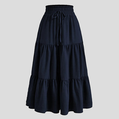 Women'S Boho Vintage Floral Print Maxi Skirt Elastic High Waist Pleated Flowy A Line Long Skirts