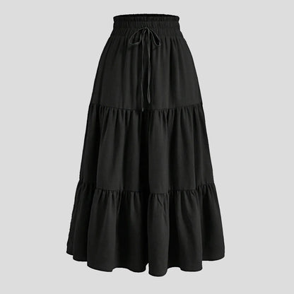Women'S Boho Vintage Floral Print Maxi Skirt Elastic High Waist Pleated Flowy A Line Long Skirts