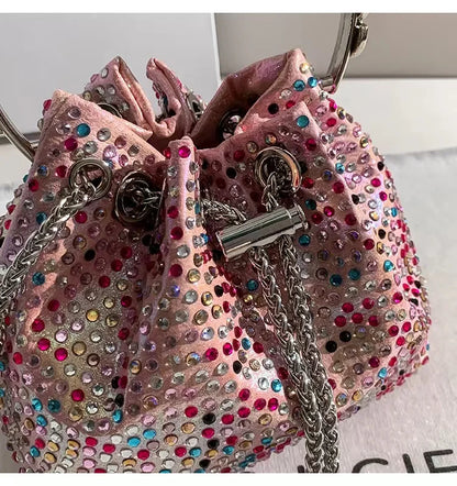 Wedding Party Clutch Purse Glitter Shiny Diamond Banquet Bag Chain Bag