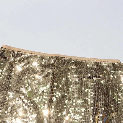 Solid Patchwork Sequins Chic Skirts For Women High Waist Zipper A Line Skirts
