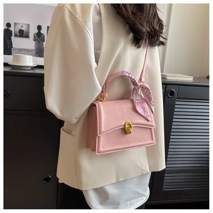 Scarf Bow Decor Lightweight Flap Bag, Business Casual Mini Women's Shoulder Bag