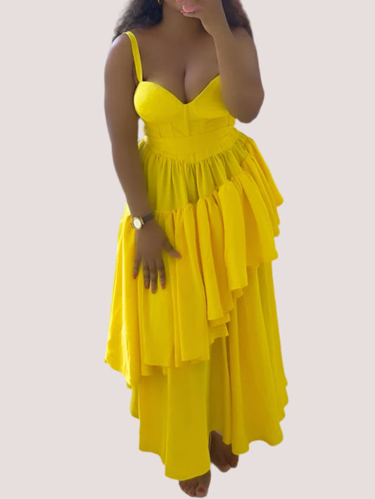 Women Spaghetti Strap Corset Dress Birthday Prom Evening Gown Summer Maxi Dress