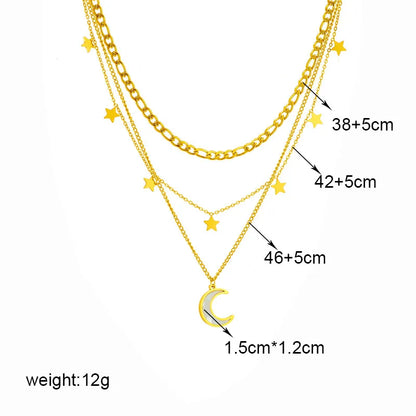 Stainless Steel Butterfly Moon Lock Blue Eyes Pendant Necklace For Women