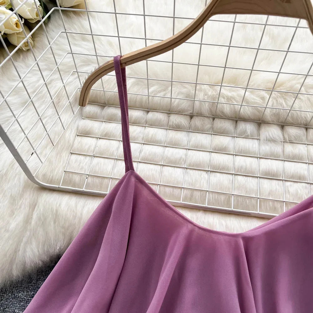 Summer Tops Spaghetti Straps Ruffle Sleeveless Tanks and Crop Tops Solid Tank Camisoles Women Y2k