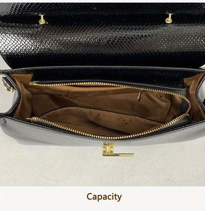 High End Women's Black Bag, Large Capacity Hand-Held Crossbody Bag