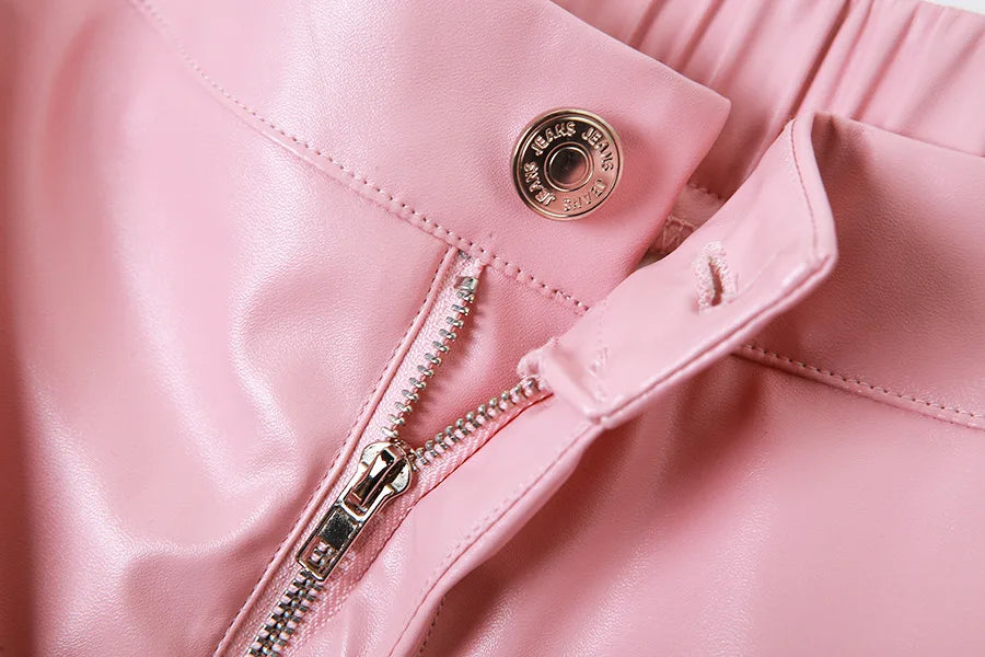 Pink Cargo Pants for Women 2024 Spring Straight Leg Solid Multi-Pocket Pants