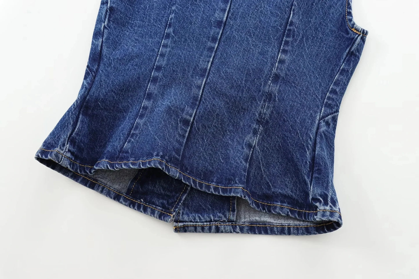 Women's Short Vest Blue Denim Vest Top Casual Cropped Sleeveless Top