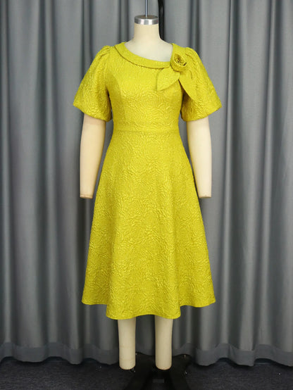 Women Plus Size Jacquard Dress A-Line Party Banquet Dress Cocktail Dress