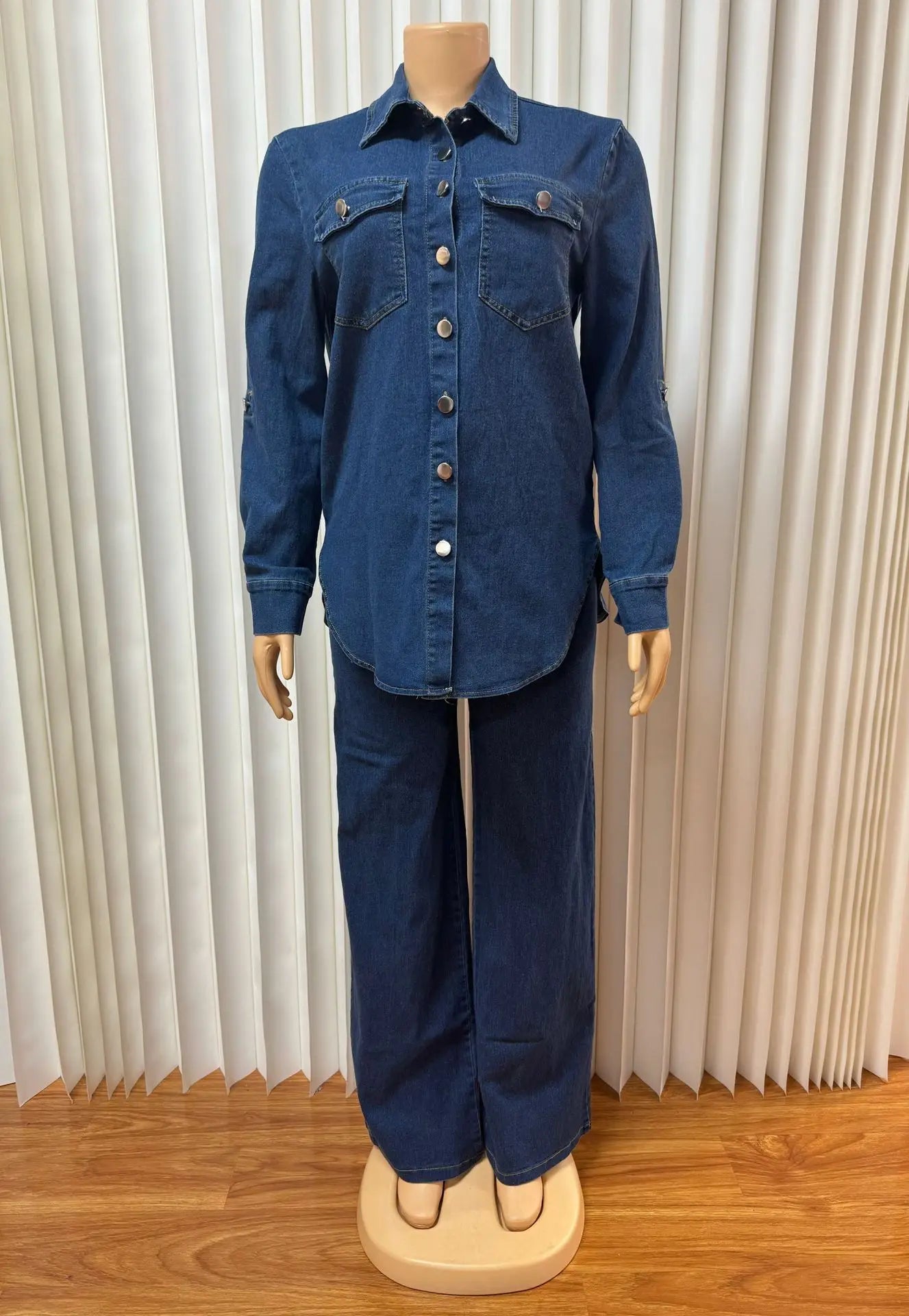 2 Pieces Set Sexy Spring Autumn Women  Denim Set Long Sleeve Denim Tops And Jeans Suit Matching Sets