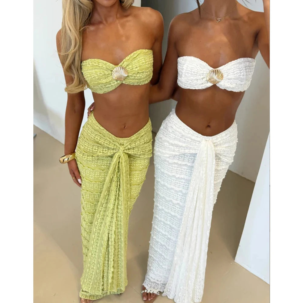 3 Pieces Bikini Sexy Women Swimsuit Swimwear Cover Up Bikini Set Beachwear
