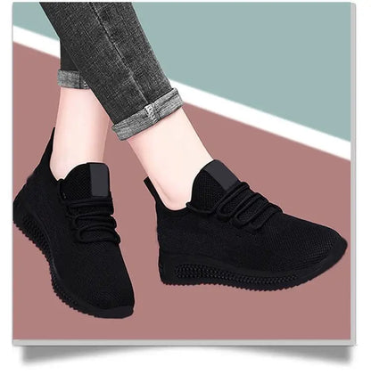Women's Breathable Casual Shoes Running Shoes Black Sneakers Shoes for Women