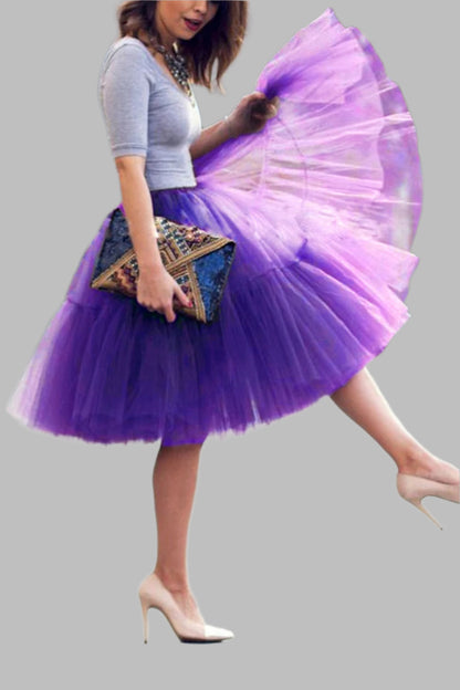 Fluffy Tulle Skirt Petticoat Adult Elastic Waist Underskirt Layers Bridal Midi Tutu Skirts Women Prom Evening