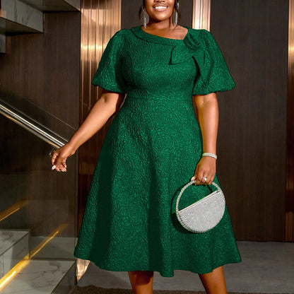 Women Plus Size Jacquard Dress A-Line Party Banquet Dress Cocktail Dress