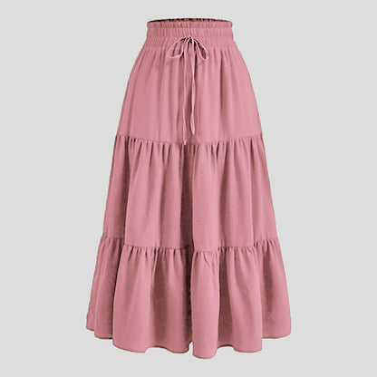 Women'S Boho Vintage Floral Print Maxi Skirt Elastic High Waist Pleated Flowy A Line Long Skirts
