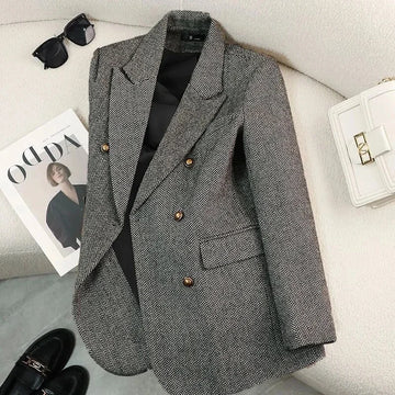 Women's Coat High-end  Versatile Temperament Herringbone Pattern Suit