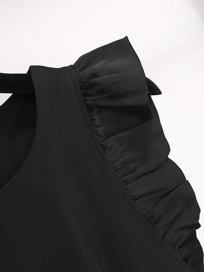 Oversized Luxury Temperament Jumpsuit Women Ruffles Sleeveless Elegant White Jumpsuit with Belt