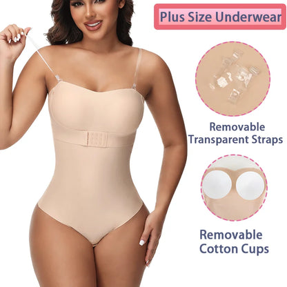 Removable Strap Women Tummy Control Shapewear Thong Front Closure Butt Lifter Removable Strap Padded Full Body Shaper