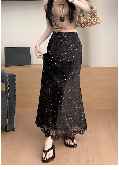 Polka Dot Lace Skirt Printed Women's Wrap Skirts for Women