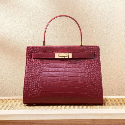 Genuine Leather Women's Bag, Red Mother's Shoulder Bag