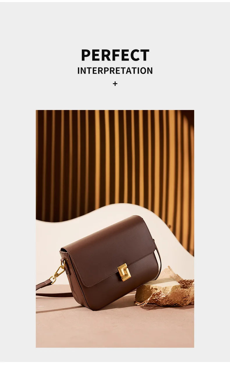 Genuine Leather Women Crossbody Bag Luxury Design Small Square Bag Cowhide Women's Bag