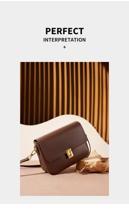 Genuine Leather Women Crossbody Bag Luxury Design Small Square Bag Cowhide Women's Bag