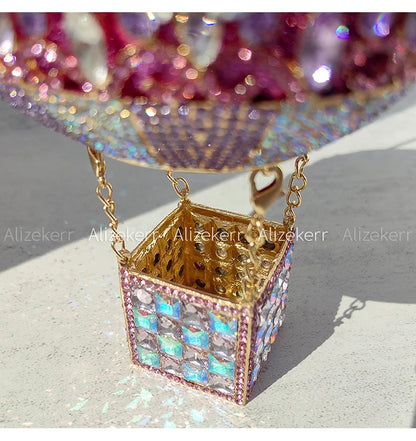 Balloon Shaped Crystal Evening Bags Women Luxury Classy Unique Clutch Purse