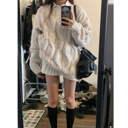 Deeptown Vintage Twist Women Sweater Harajuku Korean Knitted Pullovers