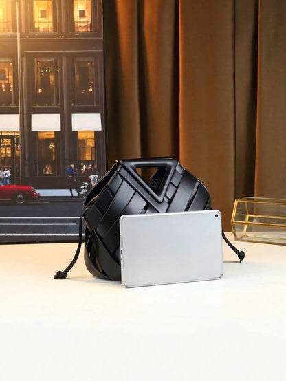 Woven Design Women Handbag, Tote Basket Bag, High-End Inverted Triangle Shaped Handbag