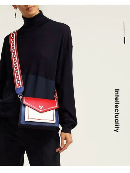 Women Fashion Crossbody Bag Lady Split Leather +PU Small Shoulder Bag Colorful Flap Bag