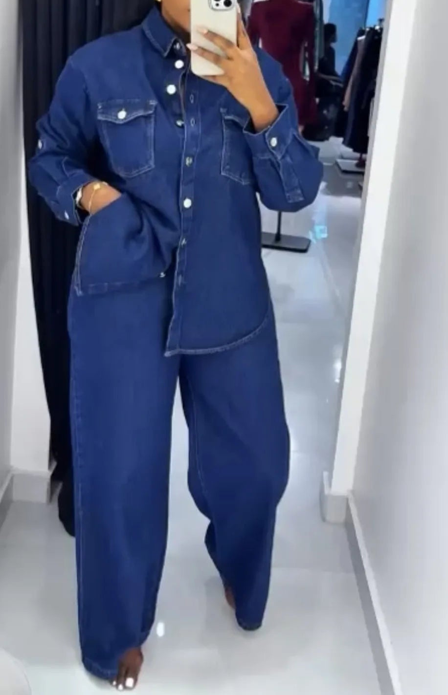 2 Pieces Set Sexy Spring Autumn Women  Denim Set Long Sleeve Denim Tops And Jeans Suit Matching Sets