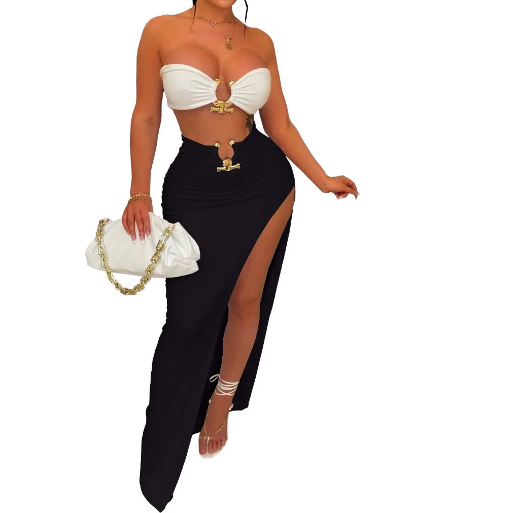 European and American women's casual fashion sexy irregular skirt suit beach dress Resort Wear