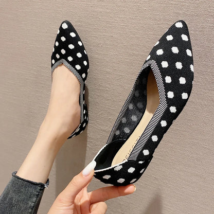 Women's leisure flat shoes pointed knitting elastic comfortable shoes