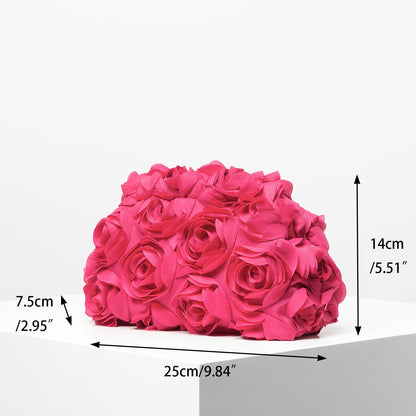 Elegant Red Rose Clutch bag, Wedding Party Dinner Purse