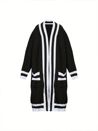 Plus Size Women's Long Sleeve V-Neck Maxi Cardigan Button Down Thick Casual Cardigan