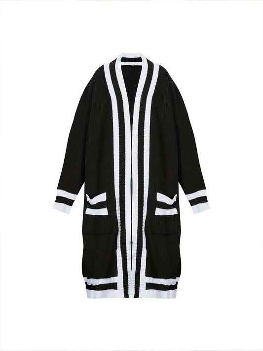 Plus Size Women's Long Sleeve V-Neck Maxi Cardigan Button Down Thick Casual Cardigan