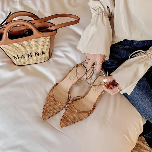 Pointed Toe Shoes Women's baby Heels Sandals Summer Party Office Shoes