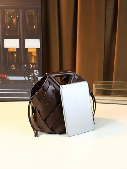 Woven Design Women Handbag, Tote Basket Bag, High-End Inverted Triangle Shaped Handbag