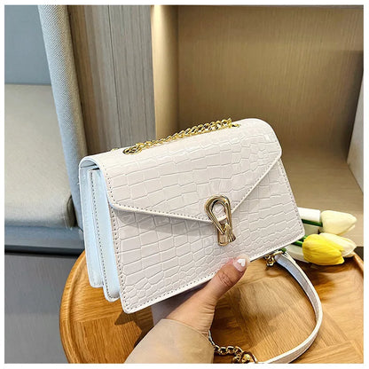 Crocodile Pattern Shoulder Bags For Women Chains Square Bag Crossbody Handbag