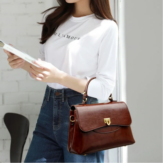 Multilayer Shoulder Messenger Bag High Quality Leather Tote Handbag