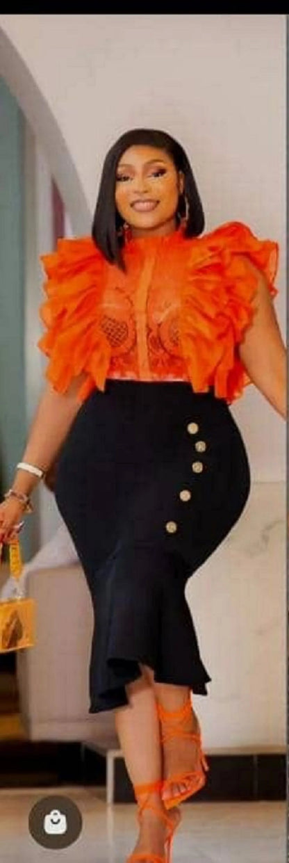 Women Blouse Shirts Stand Collar Y2k Tops Ruffles Lace Sexy Blouses
