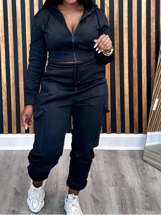 Two Piece Matching Tracksuit Casual Top and Pants Sets for Women