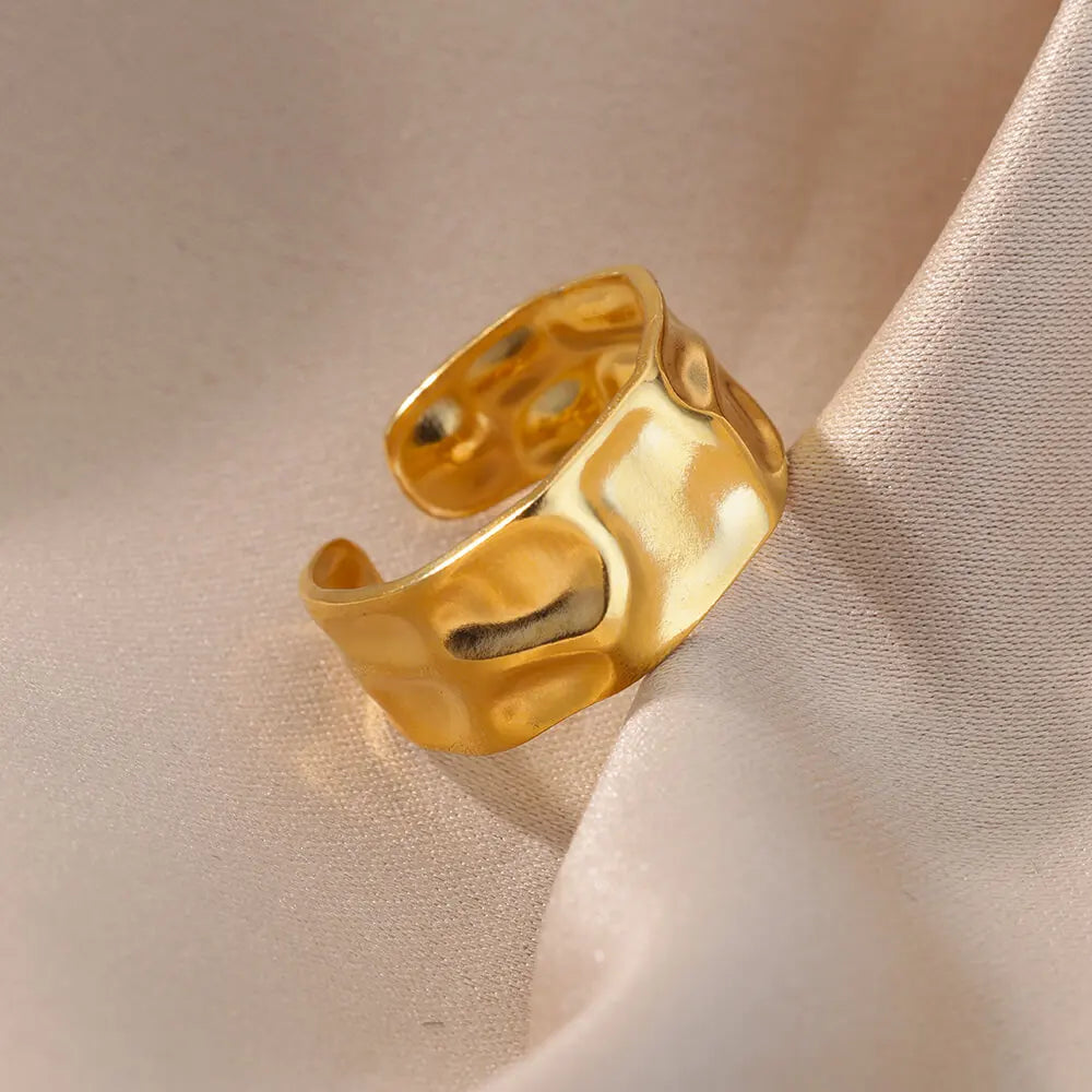 Stainless Steel Irregular Geometric Open Rings For Women Gold Color