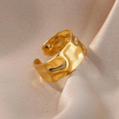 Stainless Steel Irregular Geometric Open Rings For Women Gold Color