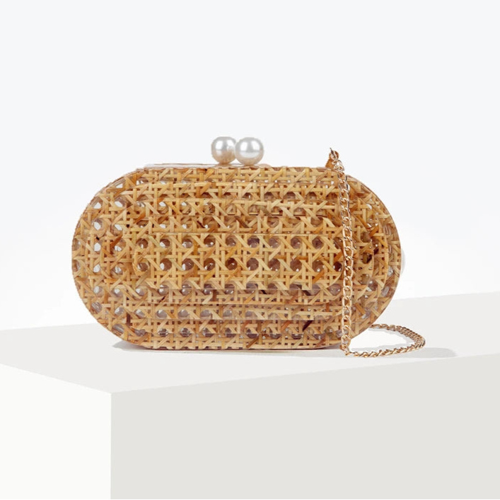 Women Rattan clutch Acrylic cane bag Evening Purse