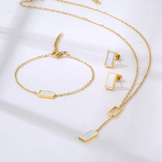Stainless Steel Necklaces set Light Luxury Elegant Delicate Geometry Pendant Charm Chain Necklace For Women